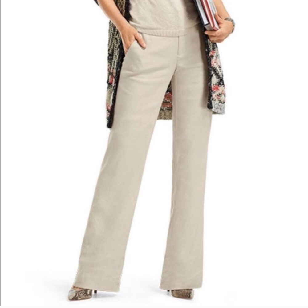 CAbi Everly linen wide leg pant in Sand Size 8